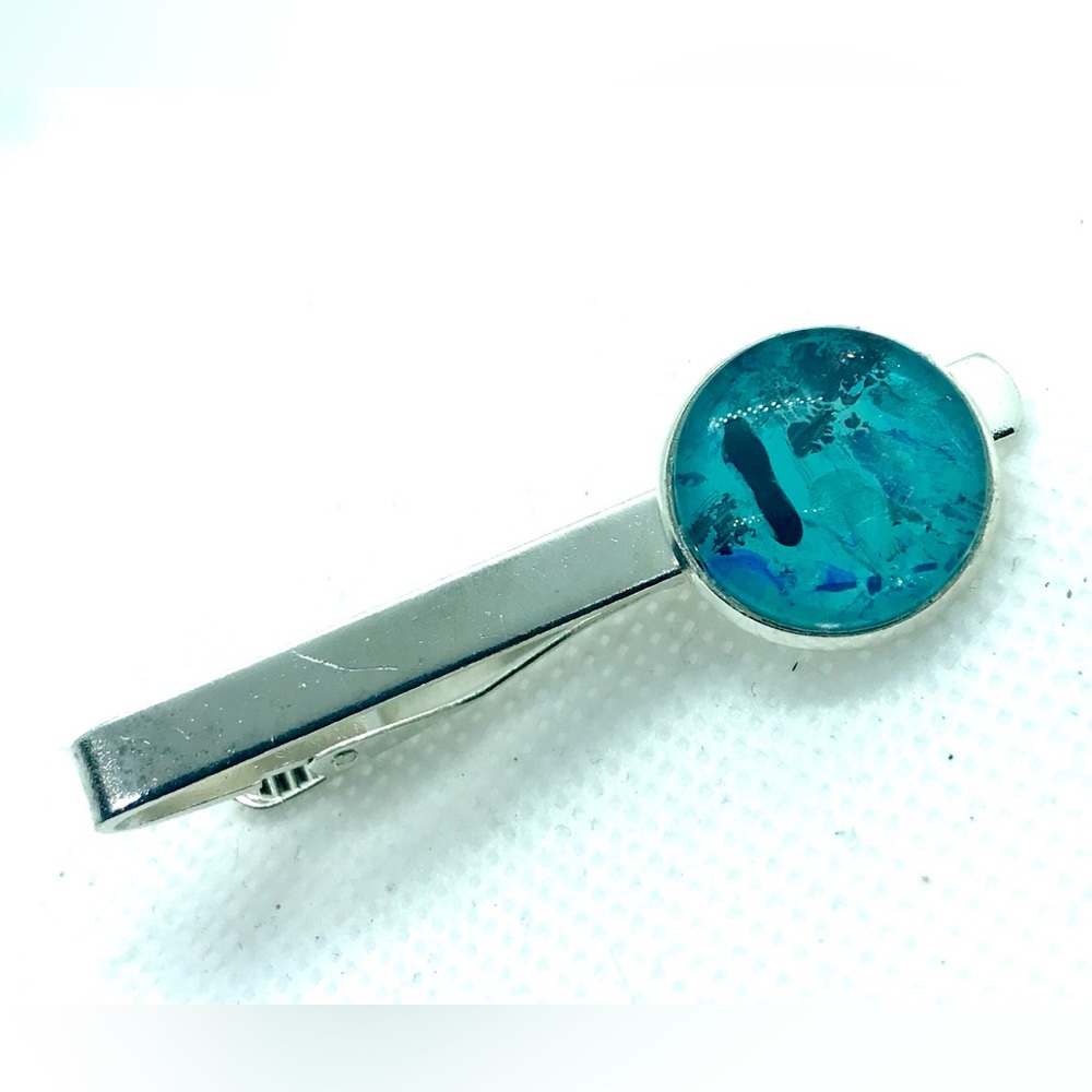 Tie clip pin silver plated 16mm handcrafted dome